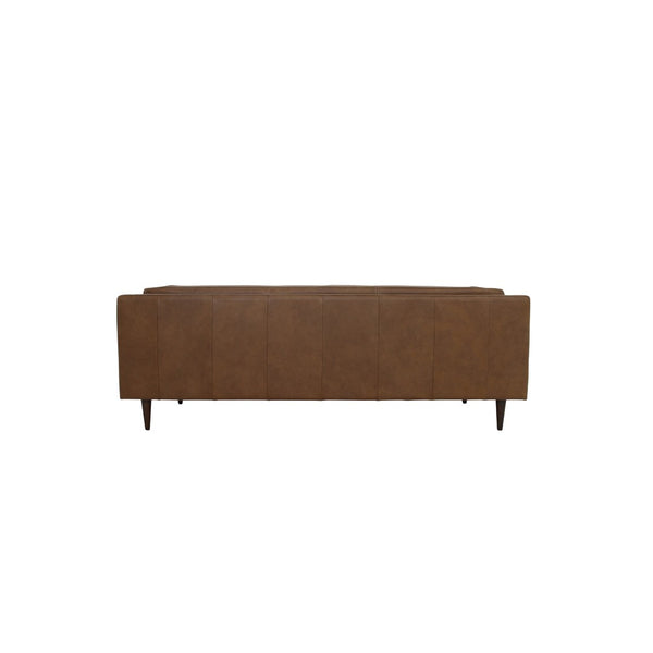 English Elm Sofa, Mid-century Top Grain Leather Three Seat with Tapered Legs for Living Room B2769P516583