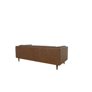 English Elm Sofa, Mid-century Top Grain Leather Three Seat with Tapered Legs for Living Room B2769P516583