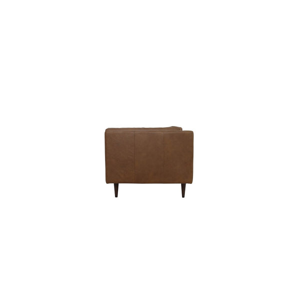 English Elm Sofa, Mid-century Top Grain Leather Three Seat with Tapered Legs for Living Room B2769P516583