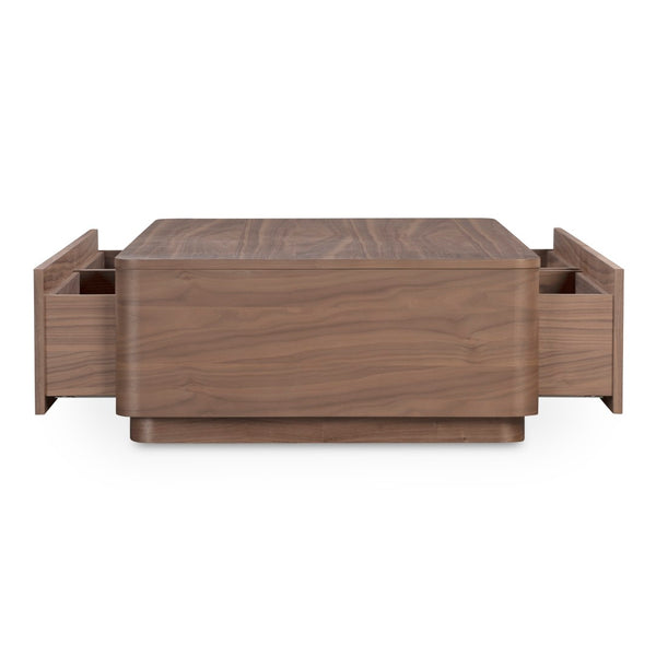 English Elm Coffee Table Walnut Veneer Rectangle with 4 Drawers for Scandinavian Living Rooms B2769P516584
