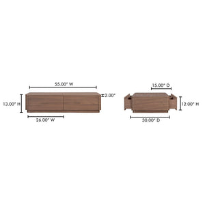 English Elm Coffee Table Walnut Veneer Rectangle with 4 Drawers for Scandinavian Living Rooms B2769P516584