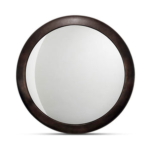 English Elm Mirror, Convex Aluminum Frame Blackened Bronze Finish Modernist Wall Accent Piece B2769P523622