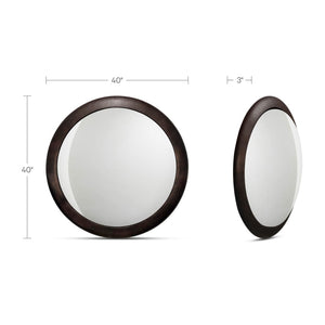 English Elm Mirror, Convex Aluminum Frame Blackened Bronze Finish Modernist Wall Accent Piece B2769P523622