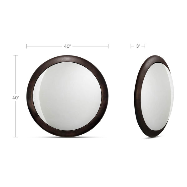 English Elm Mirror, Convex Aluminum Frame Blackened Bronze Finish Modernist Wall Accent Piece B2769P523622