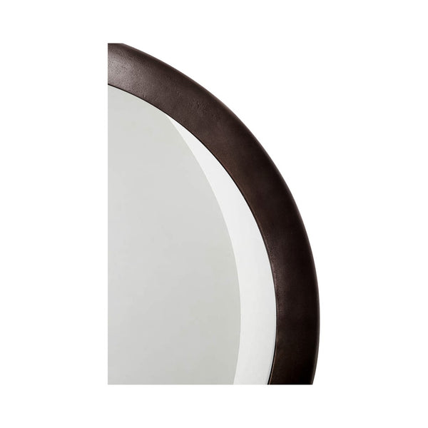 English Elm Mirror, Convex Aluminum Frame Blackened Bronze Finish Modernist Wall Accent Piece B2769P523622