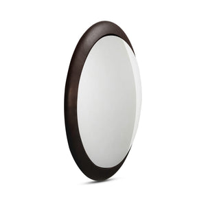 English Elm Mirror, Convex Aluminum Frame Blackened Bronze Finish Modernist Wall Accent Piece B2769P523622