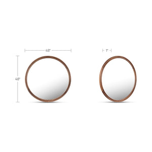English Elm Mirror, Solid Walnut Round 48 Inch Double Edge Frame Natural Grain Wall Accent B2769P523660