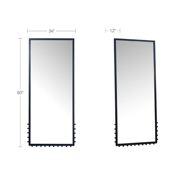 English Elm Full Length Iron Frame Floor Mirror with Neoclassical Finial for Bedroom Dressing B2769P523676
