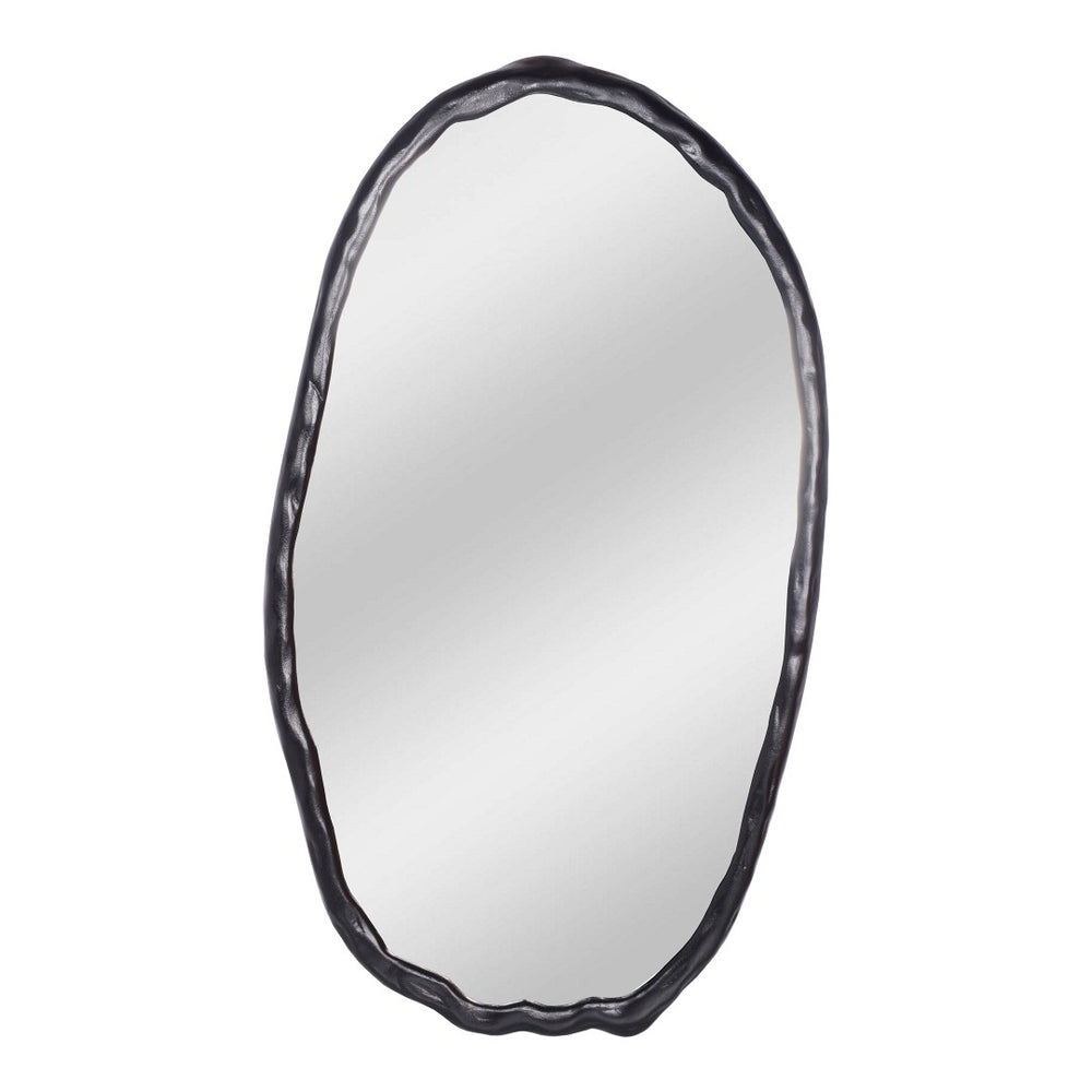 English Elm Wall Mirror Oval Aluminum Frame with Textured Matte Finish for Modern Living Spaces Black B2769P523702