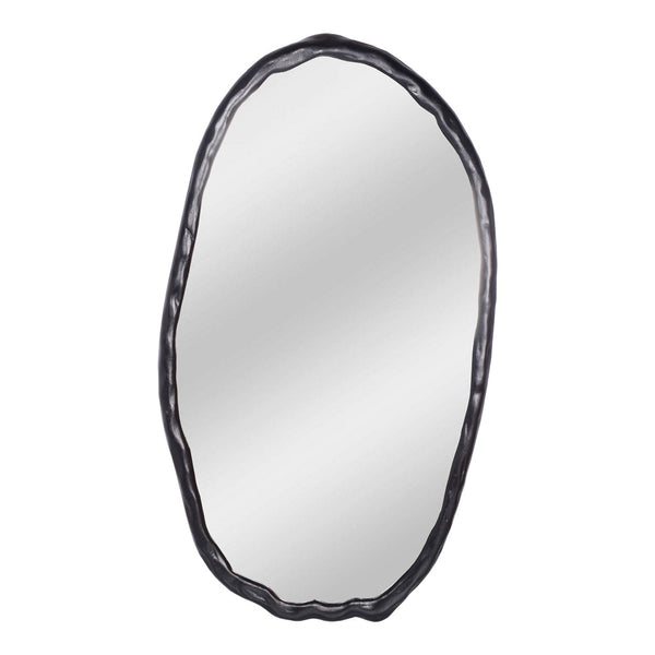 English Elm Wall Mirror Oval Aluminum Frame with Textured Matte Finish for Modern Living Spaces Black B2769P523702