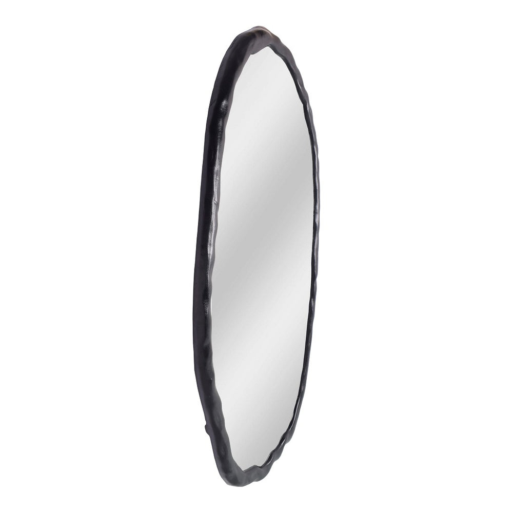 English Elm Wall Mirror Oval Aluminum Frame with Textured Matte Finish for Modern Living Spaces Black B2769P523702