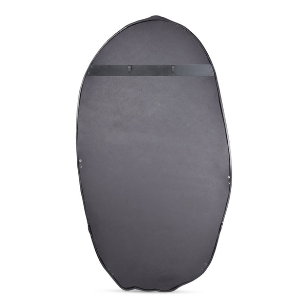 English Elm Wall Mirror Oval Aluminum Frame with Textured Matte Finish for Modern Living Spaces Black B2769P523702