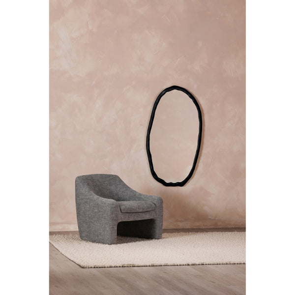 English Elm Wall Mirror Oval Aluminum Frame with Textured Matte Finish for Modern Living Spaces Black B2769P523702