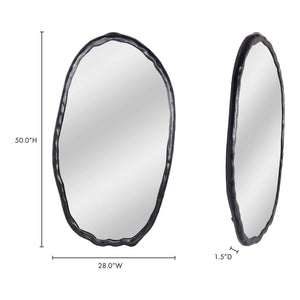 English Elm Wall Mirror Oval Aluminum Frame with Textured Matte Finish for Modern Living Spaces Black B2769P523702