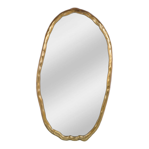 English Elm Wall Mirror Oval Aluminum Frame with Textured Matte Finish for Modern Living Spaces Gold B2769P523703
