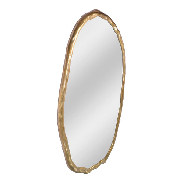 English Elm Wall Mirror Oval Aluminum Frame with Textured Matte Finish for Modern Living Spaces Gold B2769P523703