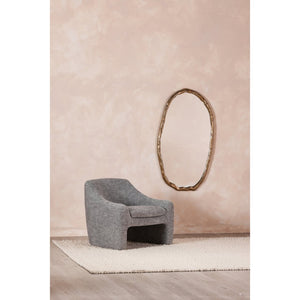 English Elm Wall Mirror Oval Aluminum Frame with Textured Matte Finish for Modern Living Spaces Gold B2769P523703