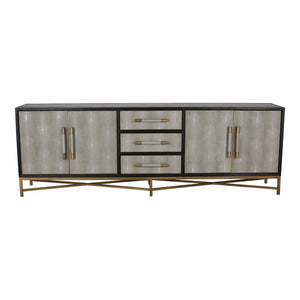 English Elm Sideboard Art Deco Shagreen Vegan Leather with Antique Gold Legs for Dining Rooms B2769P523708