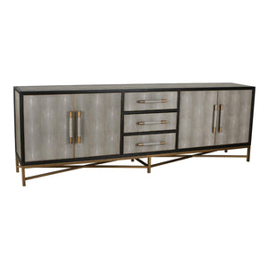 English Elm Sideboard Art Deco Shagreen Vegan Leather with Antique Gold Legs for Dining Rooms B2769P523708