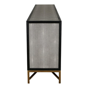 English Elm Sideboard Art Deco Shagreen Vegan Leather with Antique Gold Legs for Dining Rooms B2769P523708