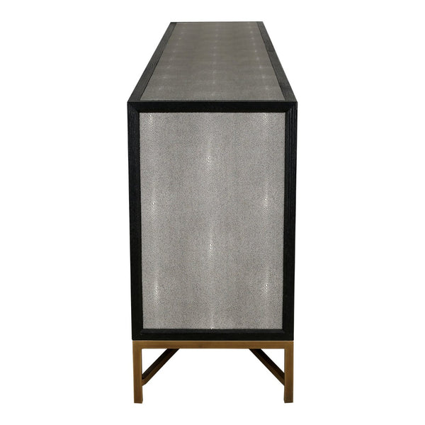 English Elm Sideboard Art Deco Shagreen Vegan Leather with Antique Gold Legs for Dining Rooms B2769P523708
