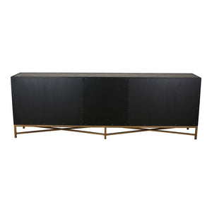 English Elm Sideboard Art Deco Shagreen Vegan Leather with Antique Gold Legs for Dining Rooms B2769P523708