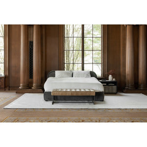 English Elm Bench, Tufted Top-grain Buffalo Leather Upholstered with Industrial Iron Base for Bedroom B2769P523712