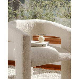 English Elm Armchair, Sculptural Boucle Upholstered Accent Seat for Modern Living Room Decor B2769P523713