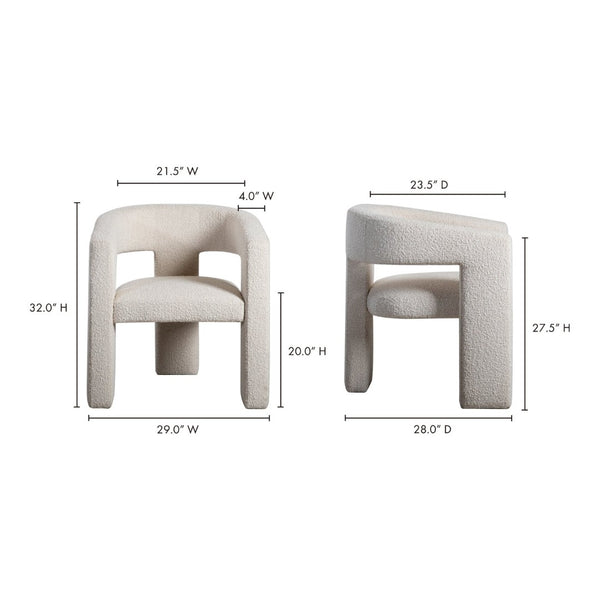 English Elm Armchair, Sculptural Boucle Upholstered Accent Seat for Modern Living Room Decor B2769P523713