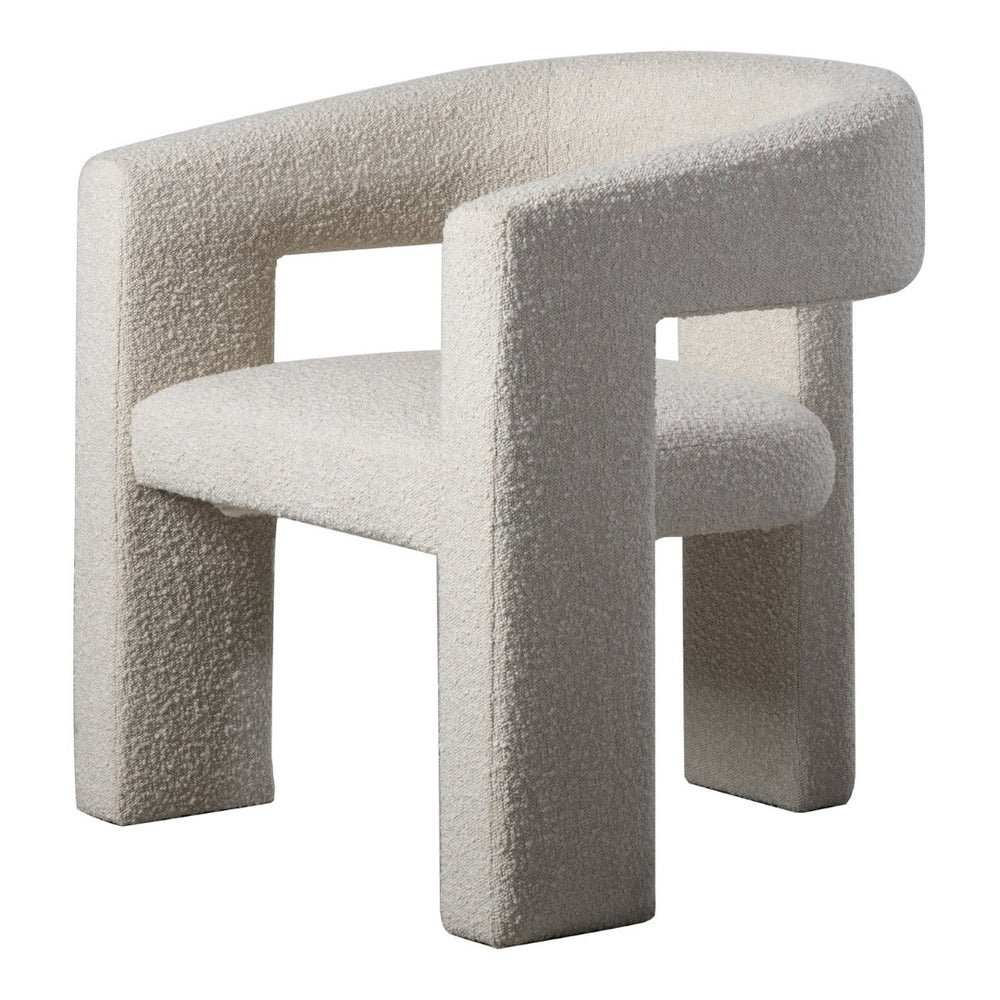 English Elm Armchair, Sculptural Boucle Upholstered Accent Seat for Modern Living Room Decor B2769P523713