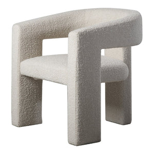 English Elm Armchair, Sculptural Boucle Upholstered Accent Seat for Modern Living Room Decor B2769P523713