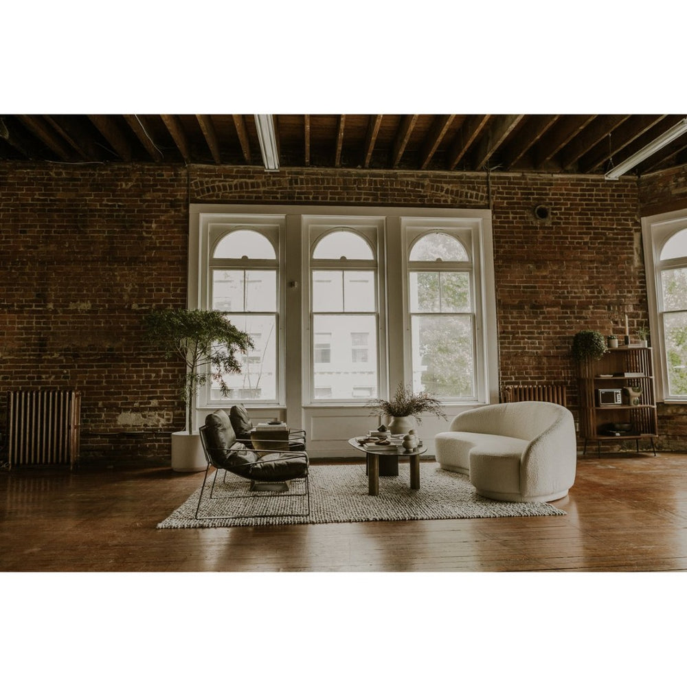 English Elm Club Chair Top Grain Leather Sling Seat Iron Frame Modern Accent for Living Room B2769P523720