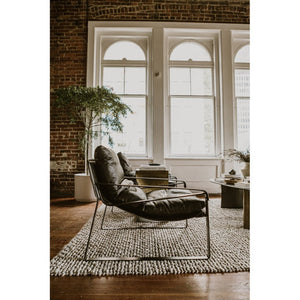 English Elm Club Chair Top Grain Leather Sling Seat Iron Frame Modern Accent for Living Room B2769P523720