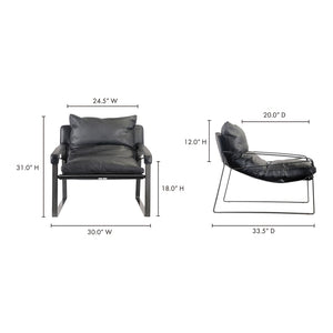 English Elm Club Chair Top Grain Leather Sling Seat Iron Frame Modern Accent for Living Room B2769P523720