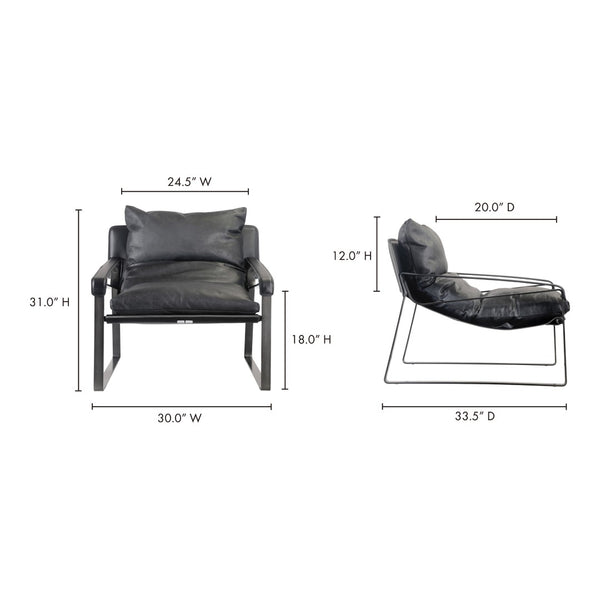 English Elm Club Chair Top Grain Leather Sling Seat Iron Frame Modern Accent for Living Room B2769P523720