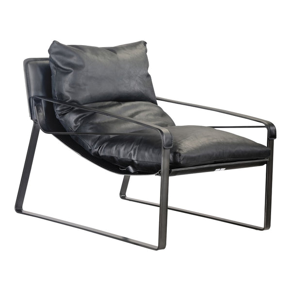 English Elm Club Chair Top Grain Leather Sling Seat Iron Frame Modern Accent for Living Room B2769P523720