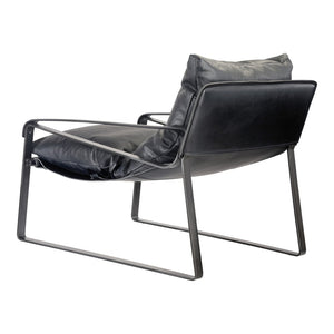 English Elm Club Chair Top Grain Leather Sling Seat Iron Frame Modern Accent for Living Room B2769P523720