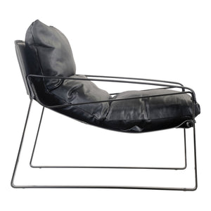 English Elm Club Chair Top Grain Leather Sling Seat Iron Frame Modern Accent for Living Room B2769P523720