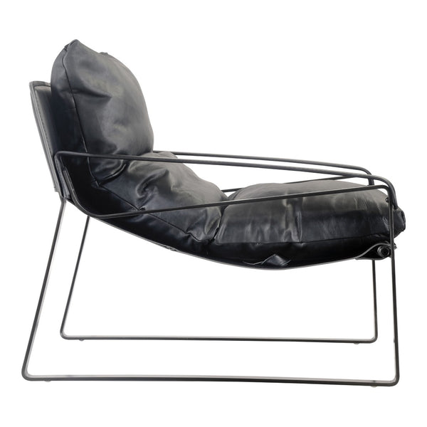 English Elm Club Chair Top Grain Leather Sling Seat Iron Frame Modern Accent for Living Room B2769P523720