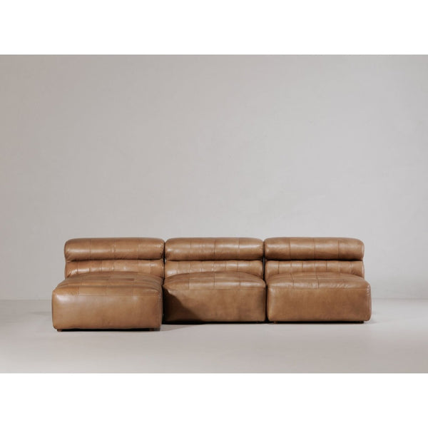 English Elm Chaise, Lounge in Top-grain Leather with Feather Blend Cushions for Living Room B2769P523726