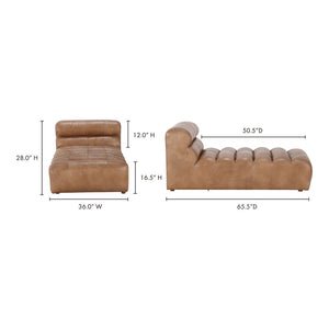 English Elm Chaise, Lounge in Top-grain Leather with Feather Blend Cushions for Living Room B2769P523726
