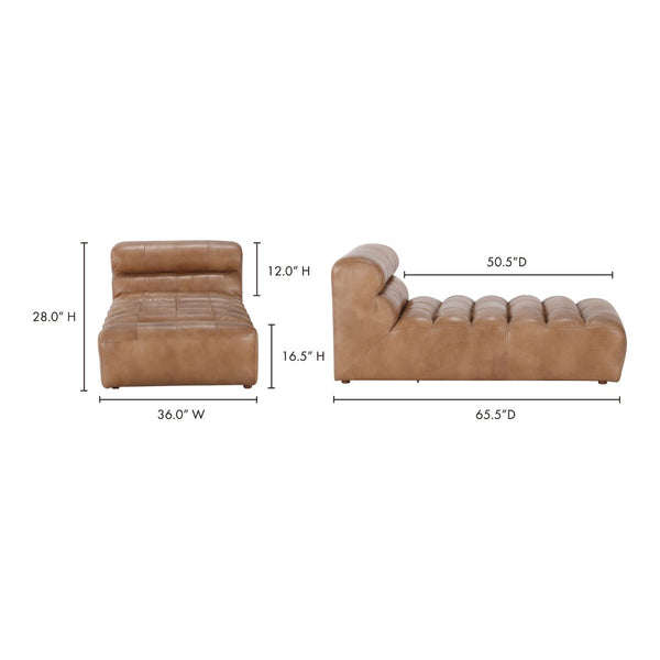 English Elm Chaise, Lounge in Top-grain Leather with Feather Blend Cushions for Living Room B2769P523726