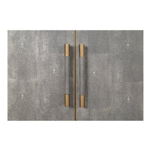 English Elm Sideboard, Art Deco Shagreen Pu Leather with Brass Hardware and Solid Oak Frame B2769P523727
