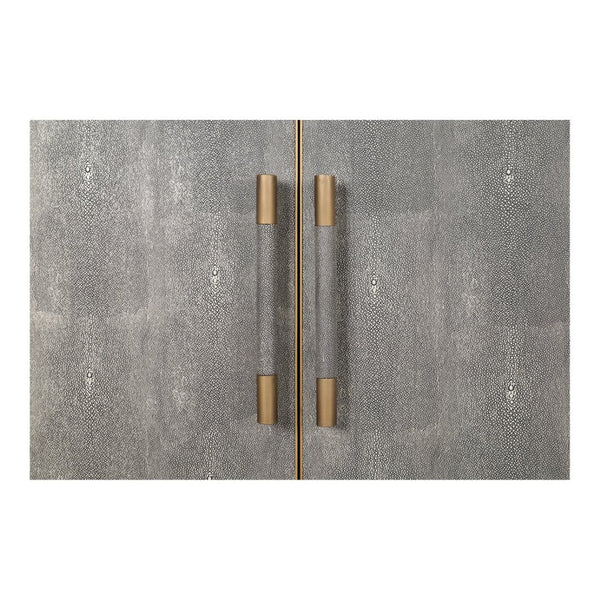 English Elm Sideboard, Art Deco Shagreen Pu Leather with Brass Hardware and Solid Oak Frame B2769P523727