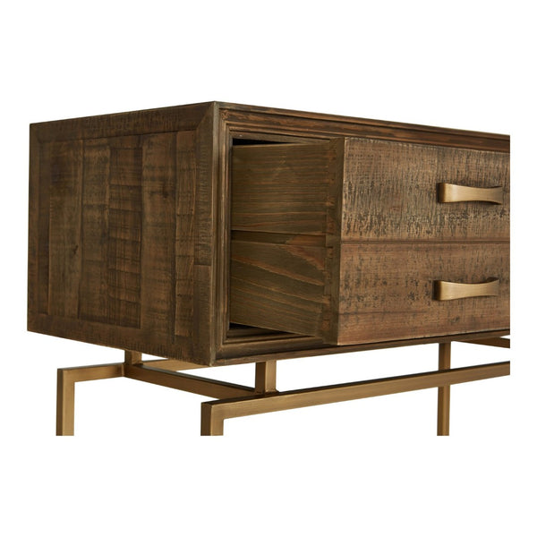 English Elm Console Table Reclaimed Fir Wood Four Drawer Storage Brass Base Entryway Accent B2769P523729