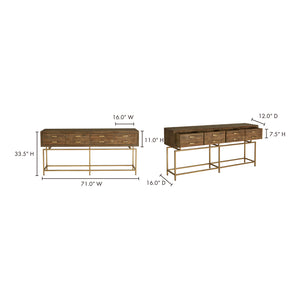 English Elm Console Table Reclaimed Fir Wood Four Drawer Storage Brass Base Entryway Accent B2769P523729