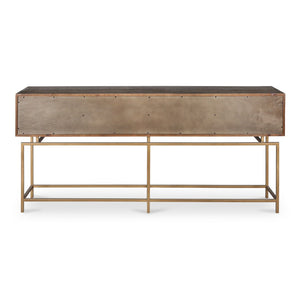 English Elm Console Table Reclaimed Fir Wood Four Drawer Storage Brass Base Entryway Accent B2769P523729