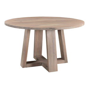 English Elm Dining Table Round Solid Acacia Wood Seats Four for Compact Contemporary Spaces B2769P523730