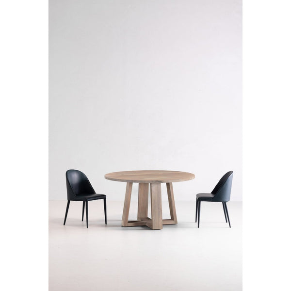 English Elm Dining Table Round Solid Acacia Wood Seats Four for Compact Contemporary Spaces B2769P523730