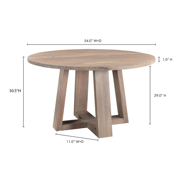 English Elm Dining Table Round Solid Acacia Wood Seats Four for Compact Contemporary Spaces B2769P523730